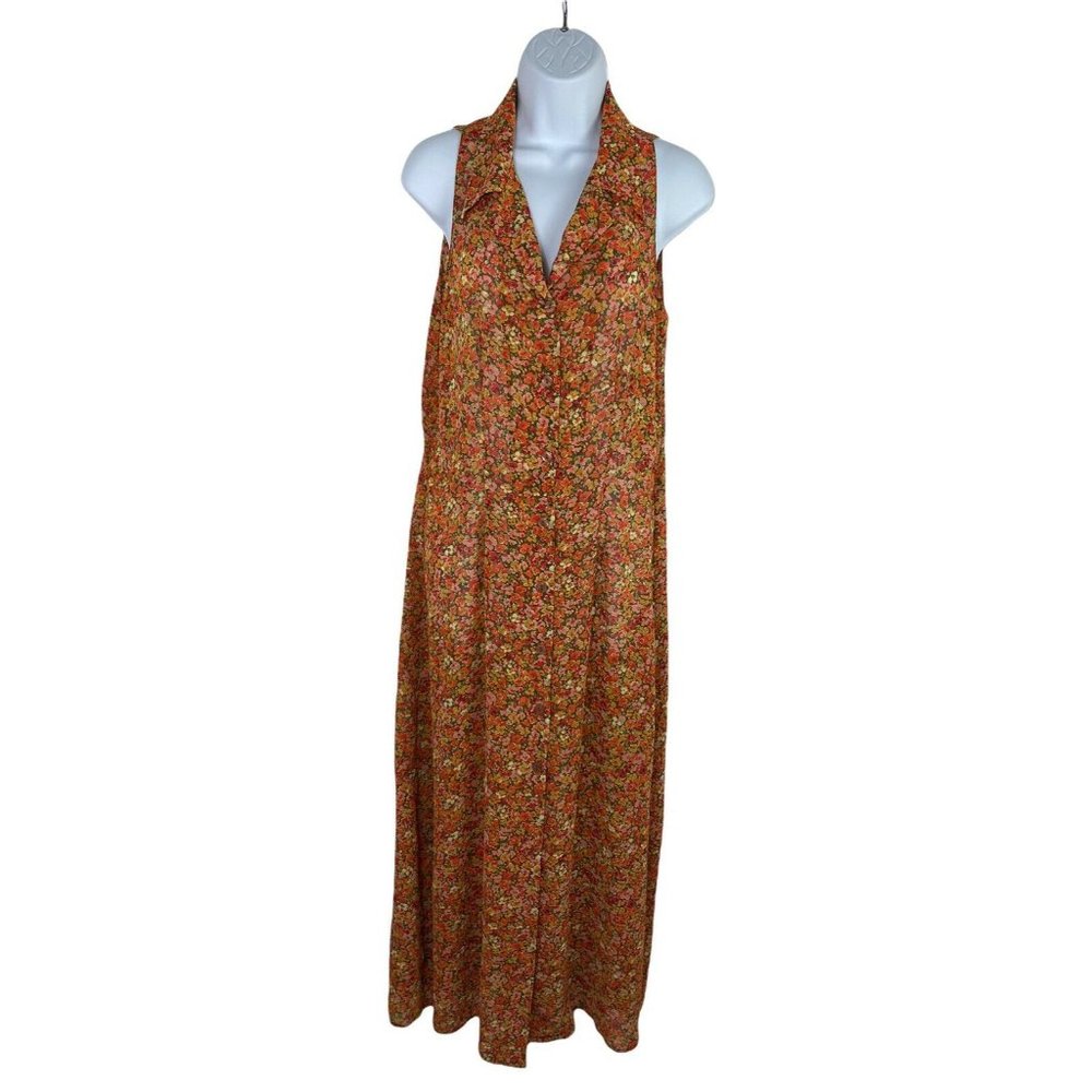 Vtg Victoria's Secret Cottagecore Floral Dress Sz M Long Button Sleeveless